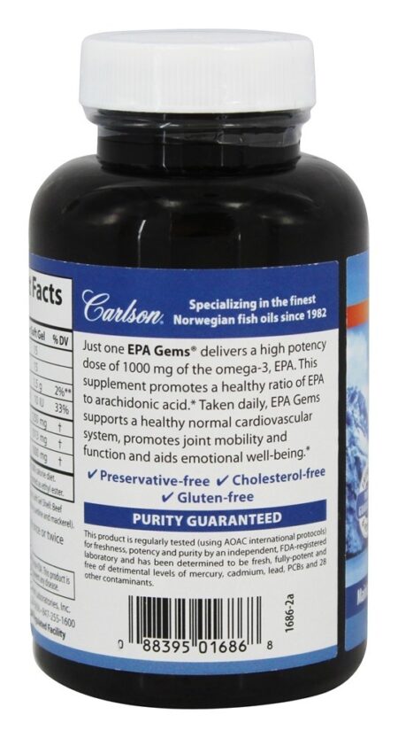 Gems Elite EPA 1000 mg. - 60 Softgels Carlson Labs - Image 3