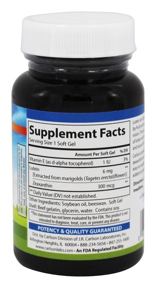 Luteína 6 mg. - 180 Softgels Carlson Labs - Imagem 2