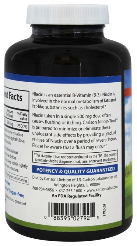 Tempo de Niacina 500 mg. - 250 Tablets Carlson Labs - Image 3