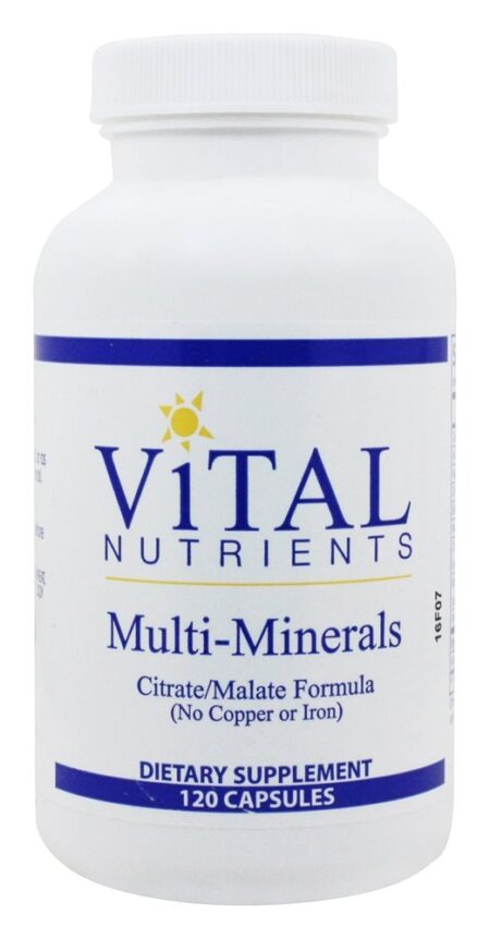 Fórmula Multi-Minerals Citrate / Malate (Sem Cobre ou Ferro) - Cápsulas 120 Vital Nutrients