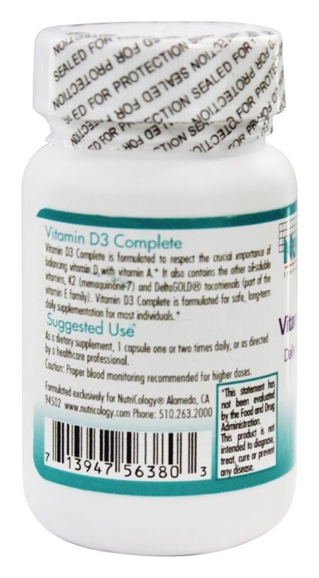 Vitamina D3 Complete 2000 UI - 60 Gelcaps Nutricology - Image 3