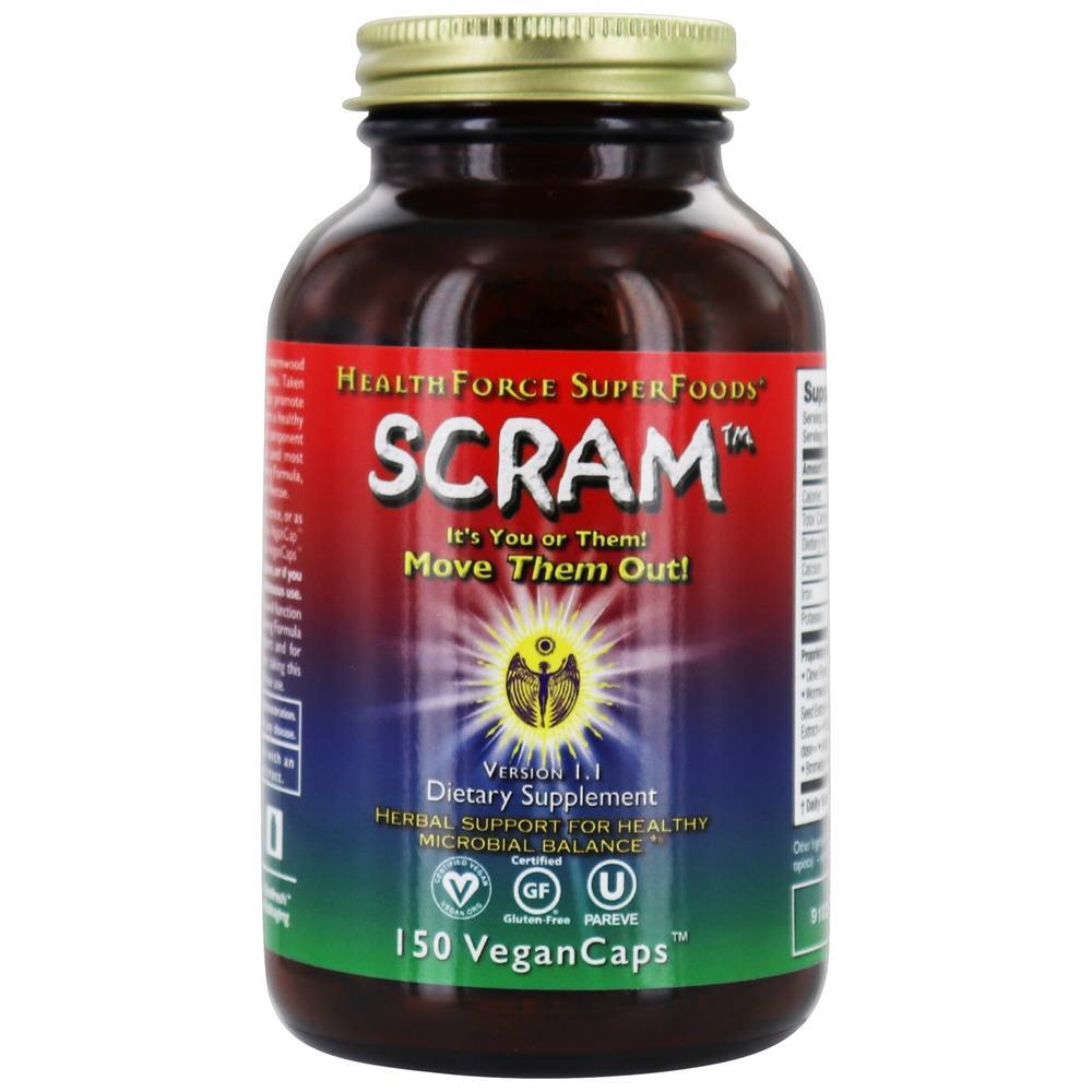 Scram Microbiano Saudável Balance Versão 1.1 - 150 Tampas veganas HealthForce Superfoods