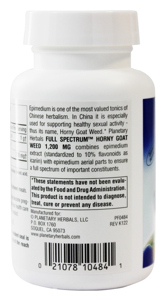 Com tesão Cabra Erva daninha Completo Spectrum Dobrar Potência 1200 mg. - 60 Tablets Planetary Herbals - Imagem 3