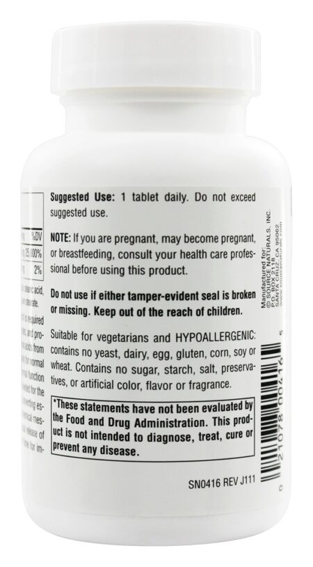 B6 Cronometrada Liberar 500 mg. - 100 Tablets Source Naturals - Image 3