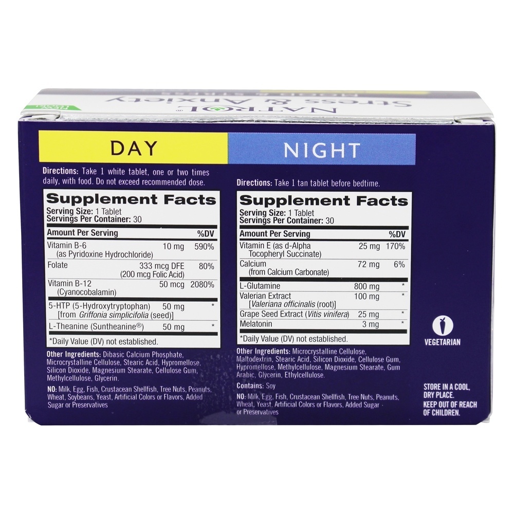 Estresse & Ansiedade Fórmula para Dia & Noite Fornecimento de 30 Dias - 60 Tablets Natrol - Imagem 2