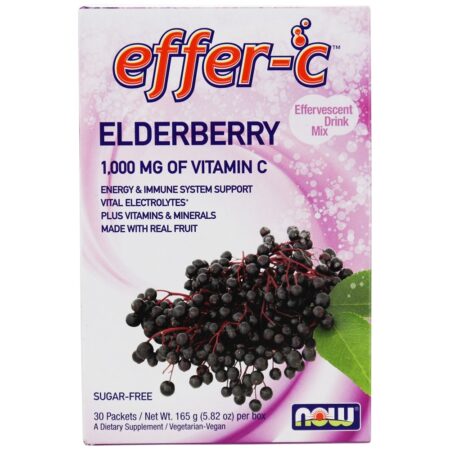 Mistura para bebidas efervescentes Effer-C - 30 Pacotes (s) NOW Foods