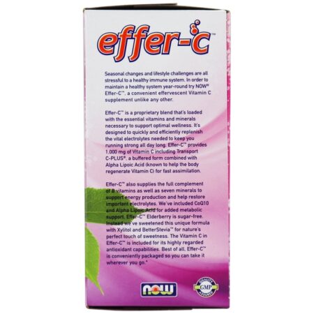 Mistura para bebidas efervescentes Effer-C - 30 Pacotes (s) NOW Foods - Image 2