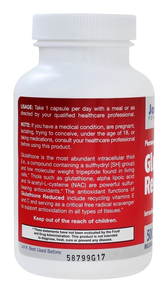 Glutationa Reduzida 500 mg. - Cápsulas 120 Jarrow Formulas - Imagem 3