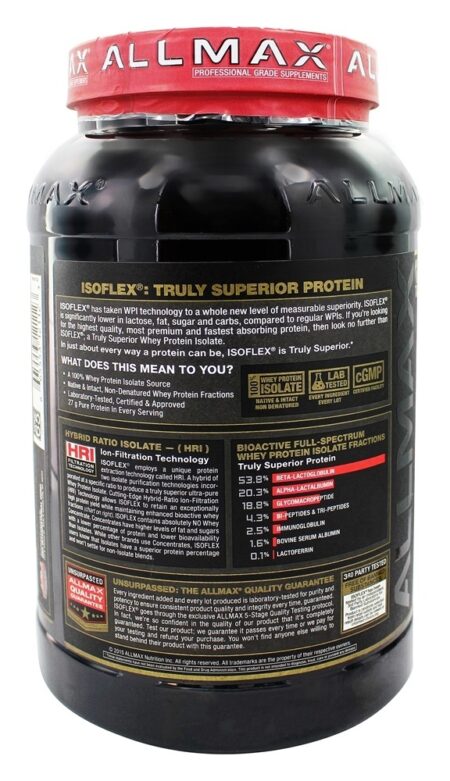 IsoFlex Pure Proteína Whey Isolada de Chocolate - 2 lbs. AllMax Nutrition - Image 3