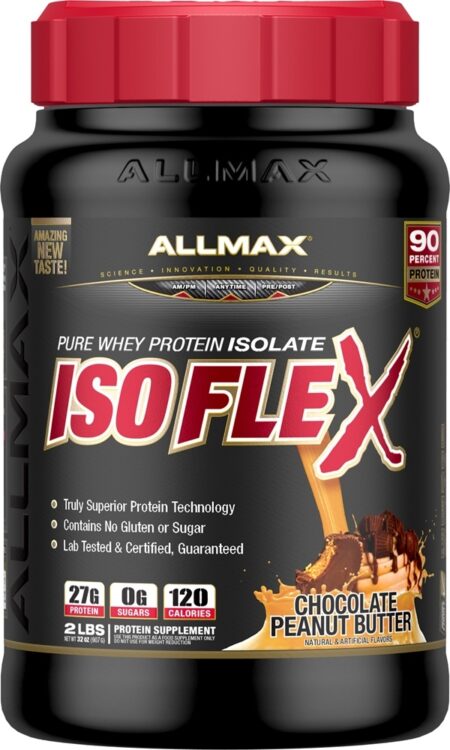 IsoFlex Pure Proteína Whey Isolar Manteiga De Amendoim De Chocolate - 2 lbs. AllMax Nutrition