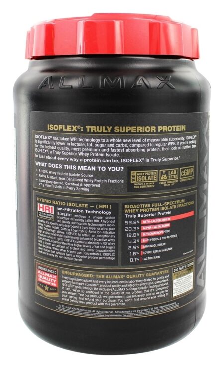 IsoFlex Pure Proteína Whey Isolar Manteiga De Amendoim De Chocolate - 2 lbs. AllMax Nutrition - Image 3