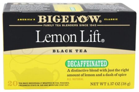 Chá preto descafeinado Lemon Lift - 20 Saquinhos de Chá Bigelow Tea