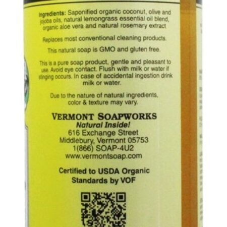 Aloés Castela Líquido Sabão Lemongrass Zen - 16 fl. oz. Vermont Soapworks - Imagem 2