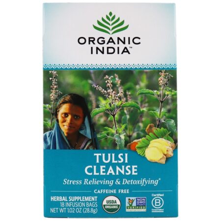 Tulsi Cleanse Tea Stressing & Detoxifying - 18 Saquinhos de Chá Organic India