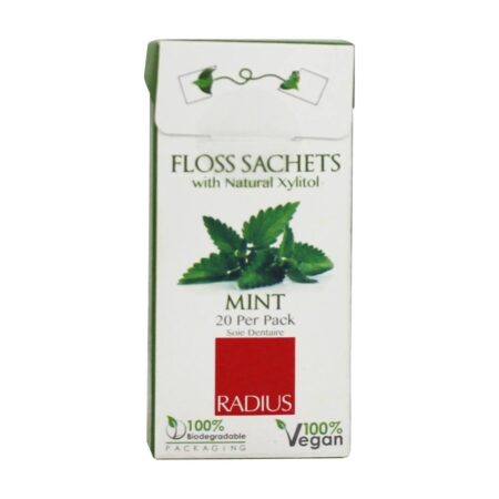 Sachetas de fio dental com hortelã de xilitol natural - Pacote 20 Radius