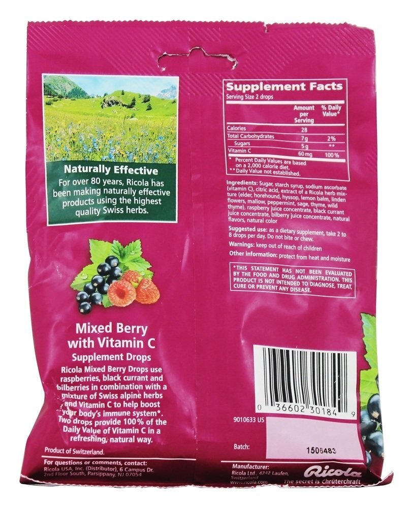 Gotas naturais da garganta da erva com a baga misturada da vitamina C - 19 descarta Ricola - Imagem 2