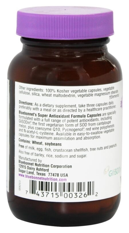 Fórmula Super Antioxidante - Cápsulas vegetarianas 60 Bluebonnet Nutrition - Image 3