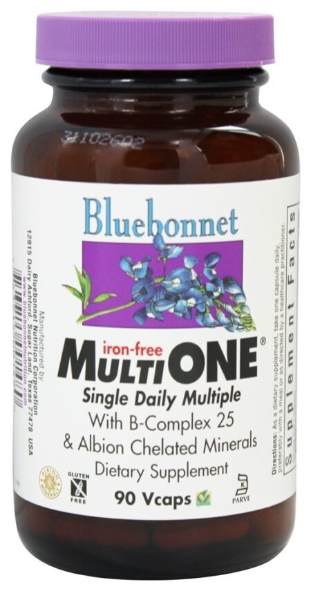 Multi One multivitamínico e multimineral sem ferro - Cápsulas vegetarianas 90 Bluebonnet Nutrition