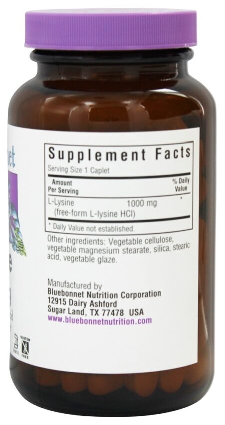 L Lisina Aminoácido de Forma Livre 1000 mg. - 100 Cápsulas vegetarianas Bluebonnet Nutrition - Image 2