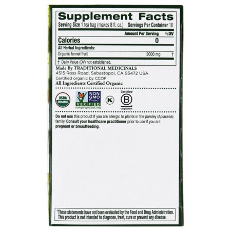 Erva-doce orgânica de chá de ervas - 16 Saquinhos de Chá Traditional Medicinals - Imagem 2