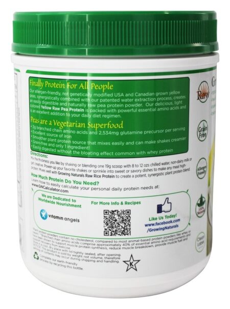 Original de proteína de ervilha amarela crua - 16 oz. Growing Naturals - Image 3