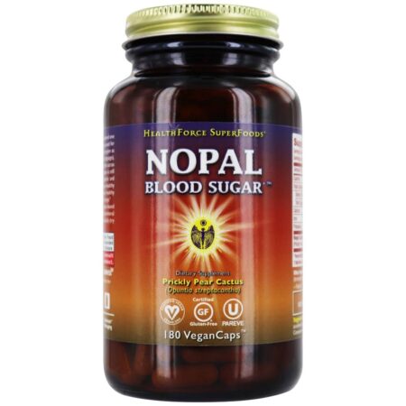 Açúcar no sangue Nopal - 180 Tampas veganas HealthForce Superfoods