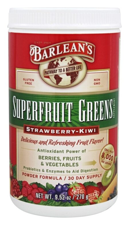 Superfruit Greens Fórmula em Pó Morango-Kiwi - 9.52 oz. Barlean's