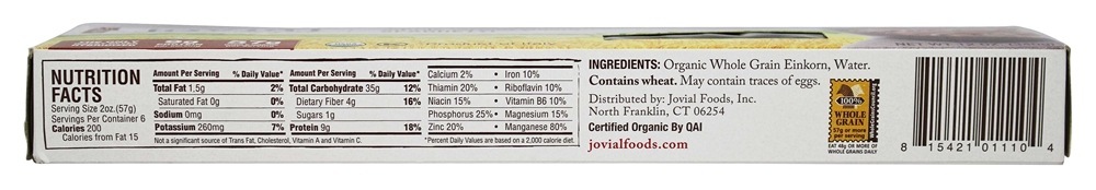 Massa orgânica espaguete integral - 12 oz. Jovial Foods - Imagem 2