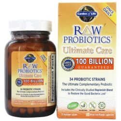 Probiótico Raw Ultimate Care 34 Cepas Probióticas 100 Bilhões de UFC - Cápsulas vegetarianas 30 Garden of Life