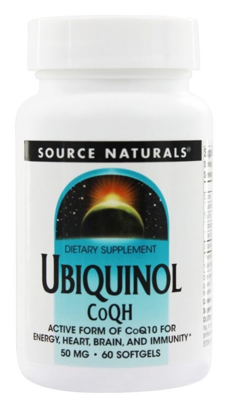 Ubiquinol CoQH forma ativa de CoQ10 para cérebro do coração e imunidade 50 mg. - 60 Softgels Source Naturals