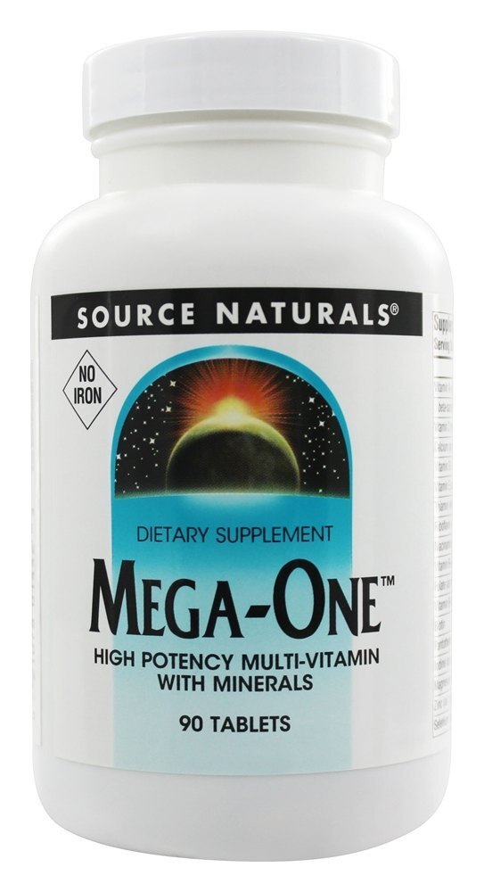Mega-One Multi-Vitamin Iron Free - 90 Tablets Source Naturals