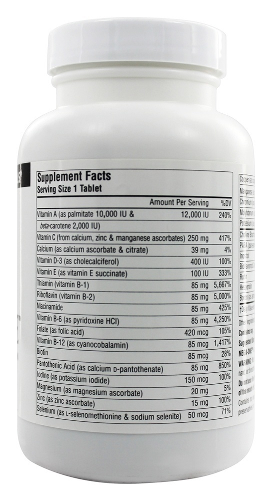 Mega-One Multi-Vitamin Iron Free - 90 Tablets Source Naturals - Imagem 2