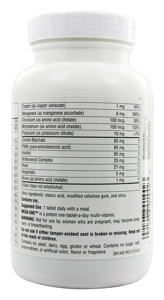 Mega-One Multi-Vitamin Iron Free - 90 Tablets Source Naturals - Imagem 3