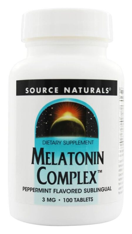 Complexo de Melatonina Sublingual Sabor Hortelã 3 mg. - 100 Tablets Source Naturals