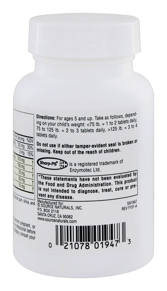 Criança atenta - 120 Tablets Source Naturals - Imagem 3