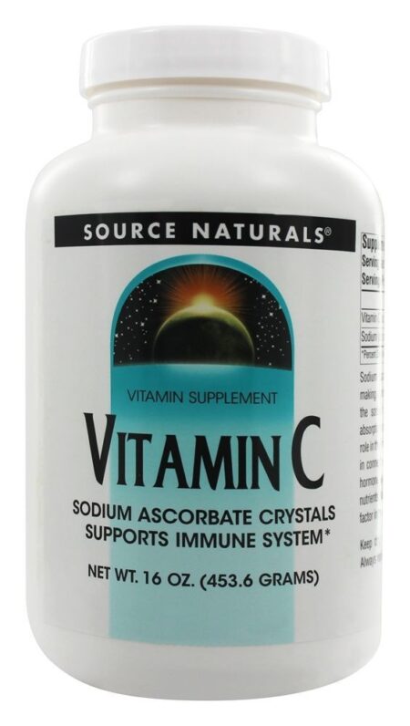 Cristais de Ascorbato de Sódio de Vitamina C - 16 oz. Source Naturals