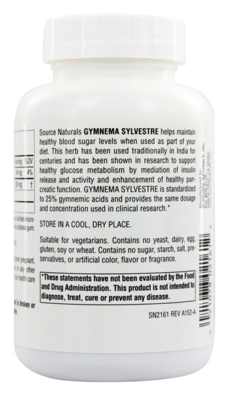 Gymnema Sylvestre 450 mg. - 120 Tablets Source Naturals - Image 3