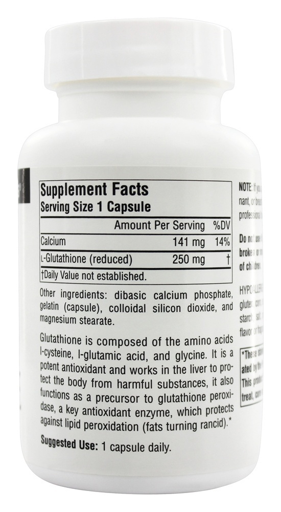 Glutationa reduzida 250 mg. - Cápsulas 60 Source Naturals - Imagem 2