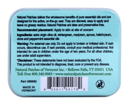 Fibromyalgia Fórmula Essencial óleo Corpo Remendos Hortelã - 10 Patch (s) Natural Patches of Vermont - Image 2