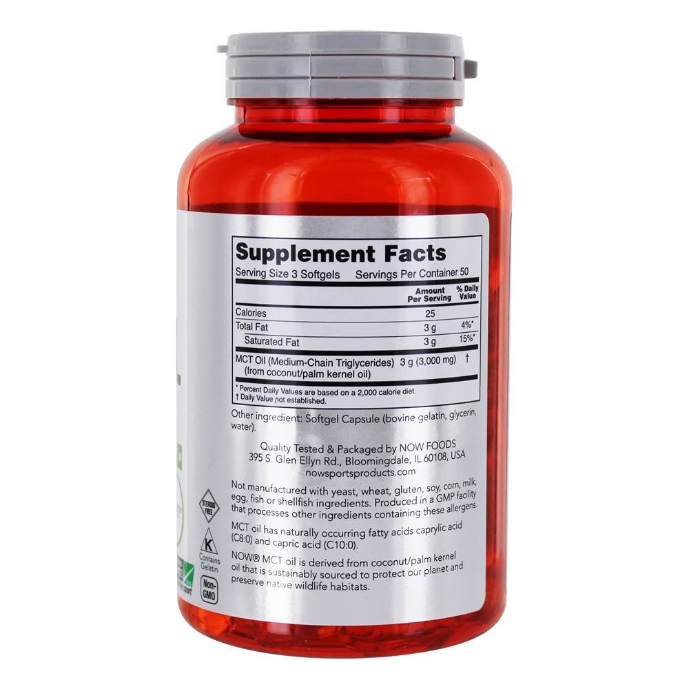 NOW MCT Oil Sports 1000 mg. - 150 Softgels NOW Foods - Imagem 2