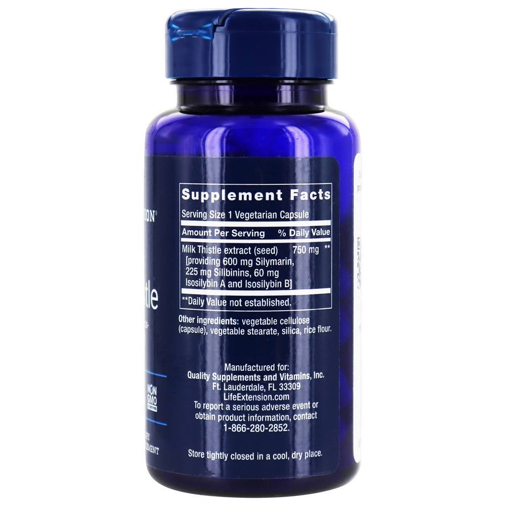Cardo de leite europeu certificado 750 mg. - Cápsulas vegetarianas 60 Life Extension - Imagem 2
