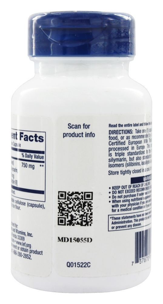 Cardo de leite europeu certificado 750 mg. - Cápsulas vegetarianas 60 Life Extension - Imagem 4