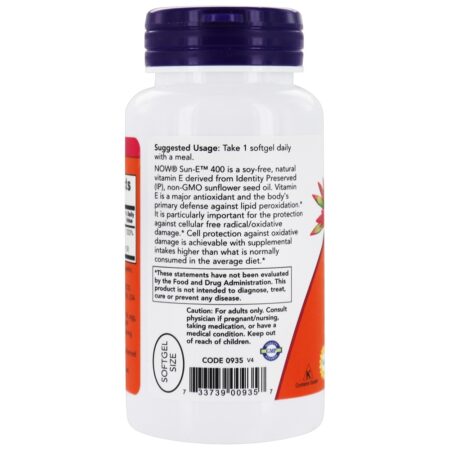 Sun-E 400 Proteção Antioxidante - 60 Softgels NOW Foods - Image 3