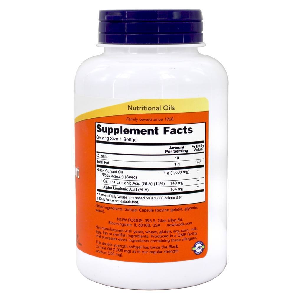Óleo duplo de groselha preta 1000 mg. - 100 Softgels NOW Foods - Imagem 2