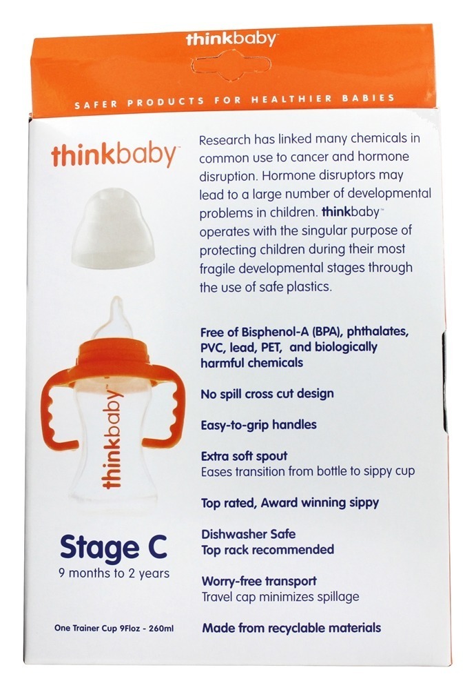 Sippy Copo Etapa C 9 Mês para 2 Anos Laranja - 9 oz. Thinkba - Imagem 2