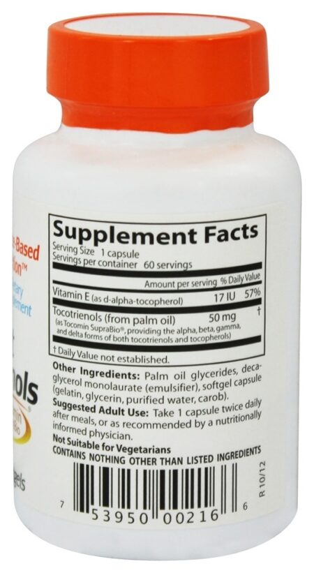 Tocotrienóis com EVNol SupraBio 50 mg. - 60 Softgels Doctor's Best - Image 2