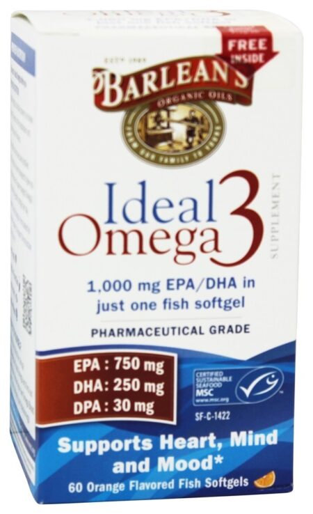 Ideal Omega3 Laranja Aromatizado - 60 Softgels Barlean's