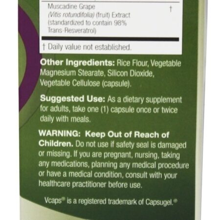 Wild & Pure Resveratrol 500 mg. (Trans) - Cápsulas vegetarianas 60 Genceutic Naturals - Imagem 2