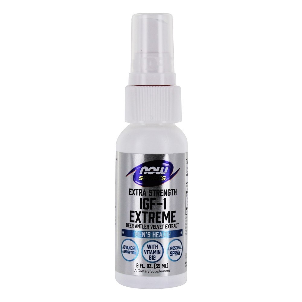 AGORA ostenta o pulverizador extremo de Liposomal do extrato de veludo do chifre dos cervos dos esportes IGF-1 - 2 fl. oz. NOW Foods