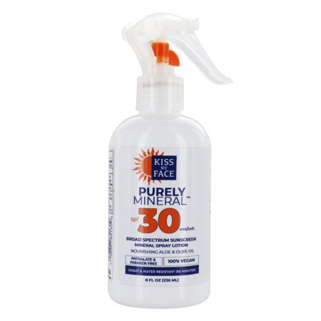 Loção Spray Mineral Puramente Mineral 30 SPF - 8 fl. oz. Kiss My Face